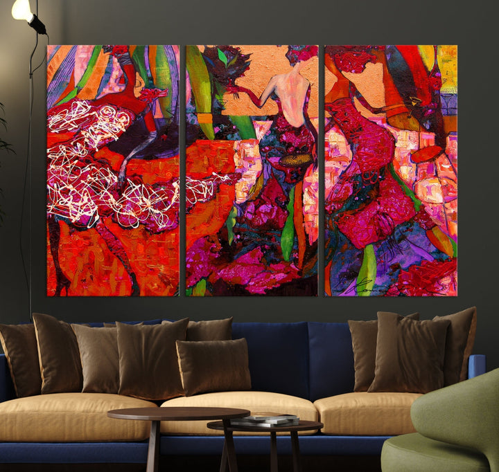 Arte colorido de la pared de la lona de la danza de las mujeres impresión del arte de la pared de la decoración de la habitación de la música