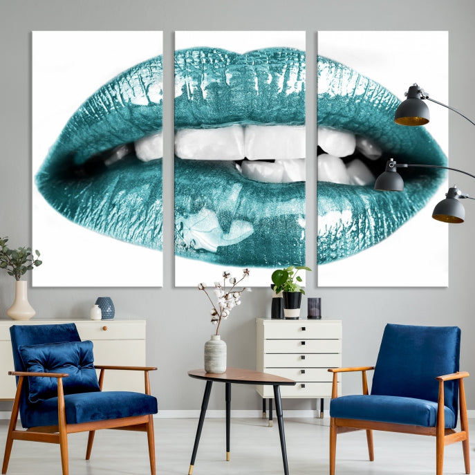 Art mural lèvres bleues Impression sur toile