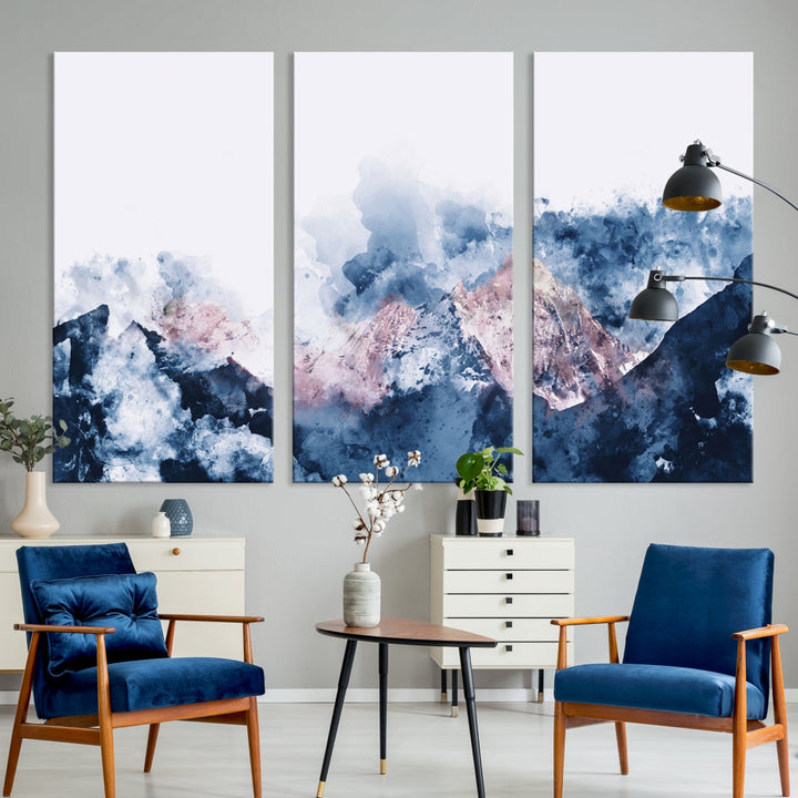 Peinture abstraite d'art de paysage de montagne Impression sur toile