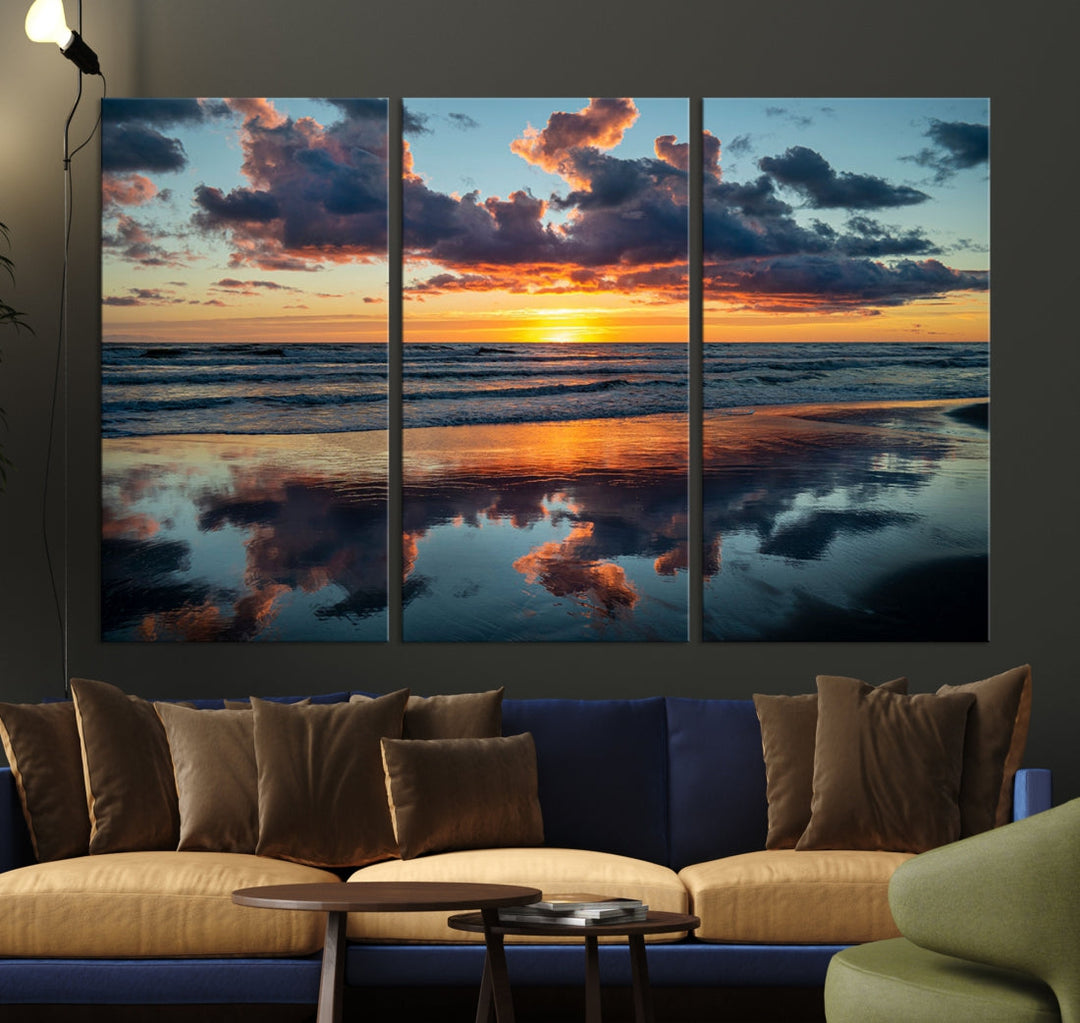 Cloudy Weather At The Beach Wall Art Canvas Print