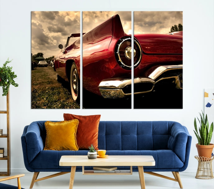 Red Classic Car Wall Art Canvas Print