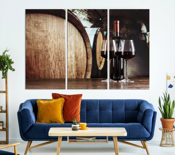 Wine and Barrel Wall Art Canvas Print