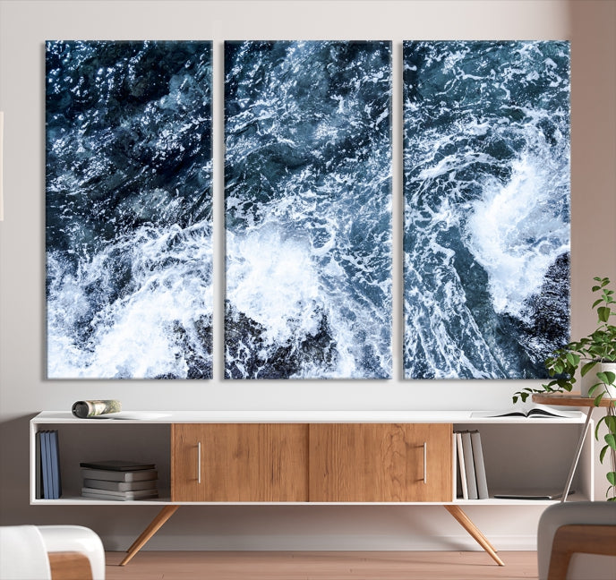 Ocean and White Bubbles Wall Art Canvas Print