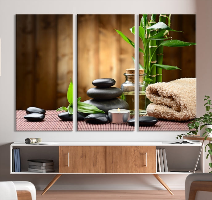 Bamboo and Zen Stones Wall Art Canvas Print