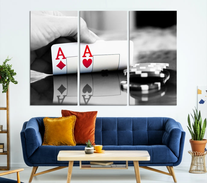Aces Poker Art Arte de pared de juego de póquer grande Impresión en lienzo