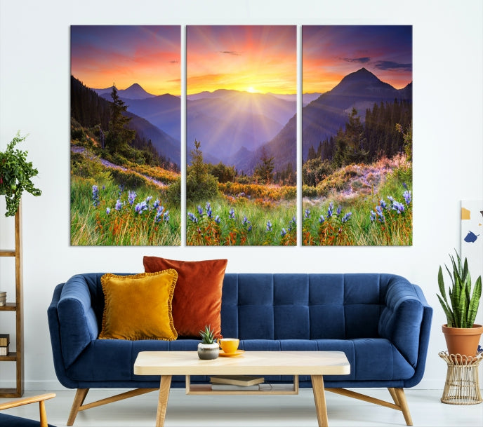 Impression sur toile d’art mural de montagne et de printemps