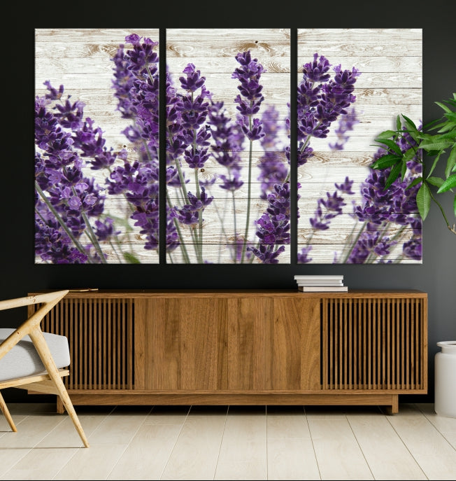 Impresión de flores de arte de pared de lienzo de lavanda grande