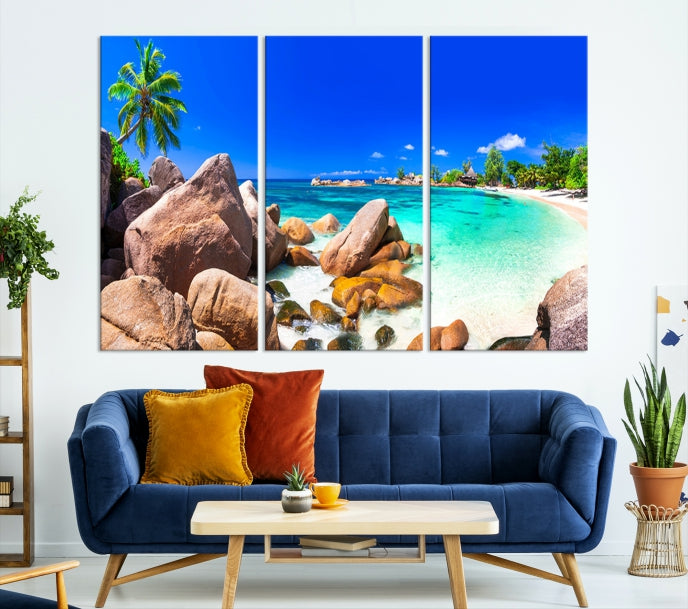 Tropical Beach and Island Wall Art Canvas Print