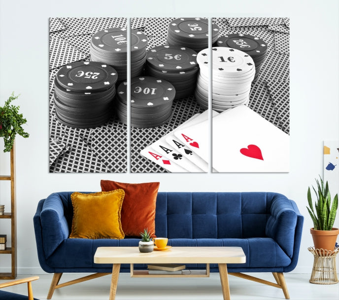 Tarjetas de juego de póquer Impresión en lienzo de arte de pared grande con múltiples paneles