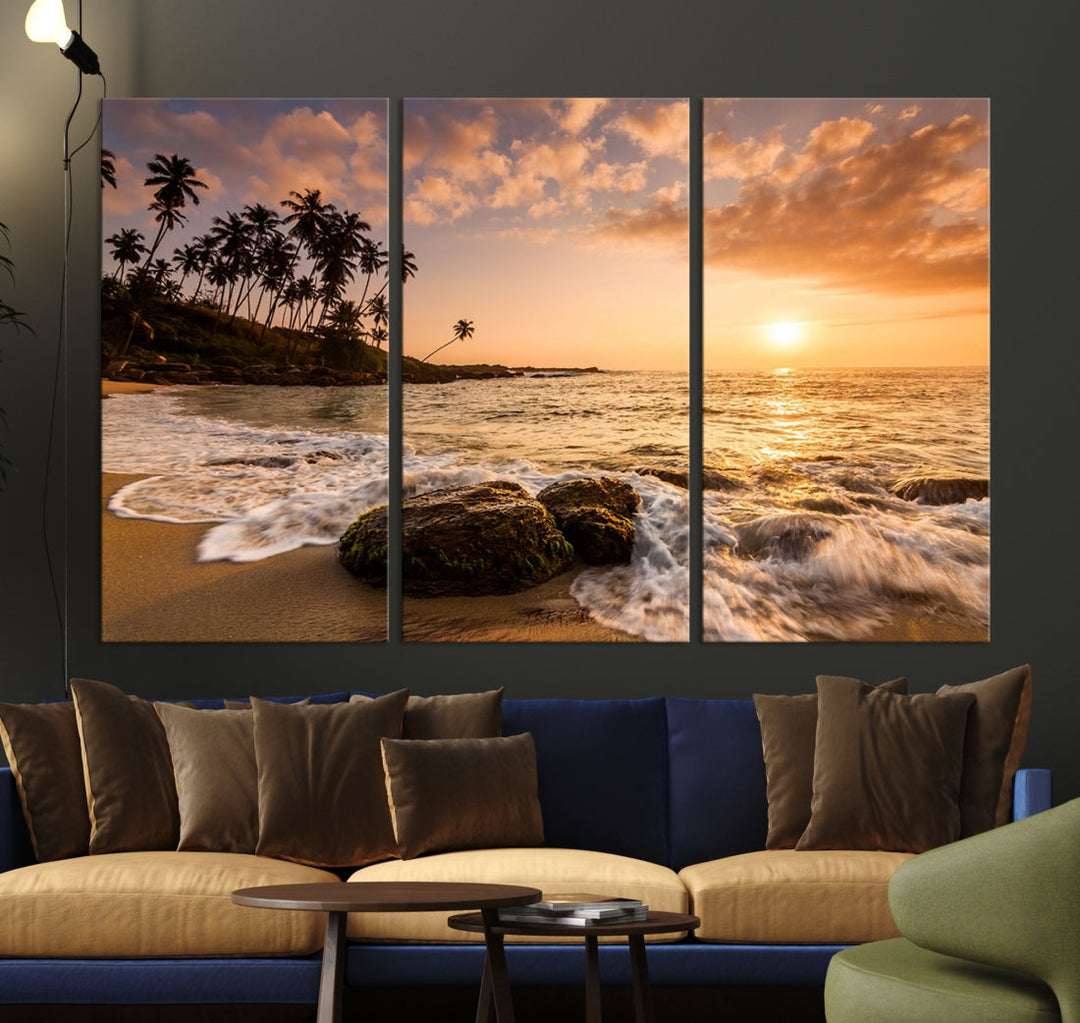 Tropical Island Sunset Sunrise Wall Art Canvas Print