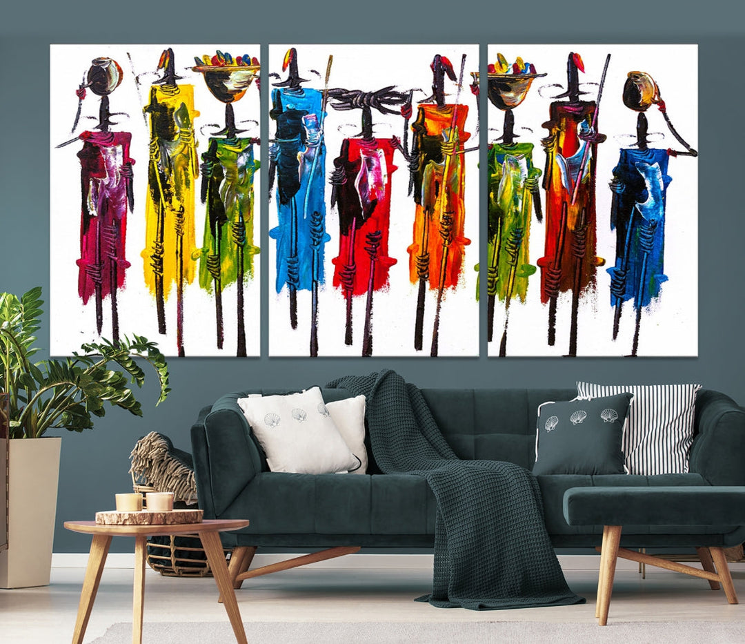 Abstract Colorful African Women Canvas Wall Art