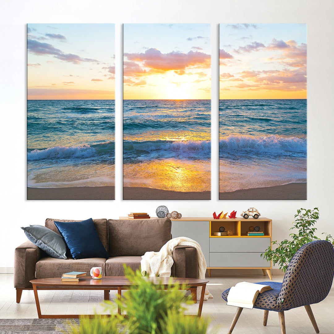 Ocean Beach Canvas Wall Art Beach Canvas, Impresión de obras de arte costeras para la decoración de la oficina en el hogar de la sala de estar, Arte de la pared de la playa, Arte de la pared del mar