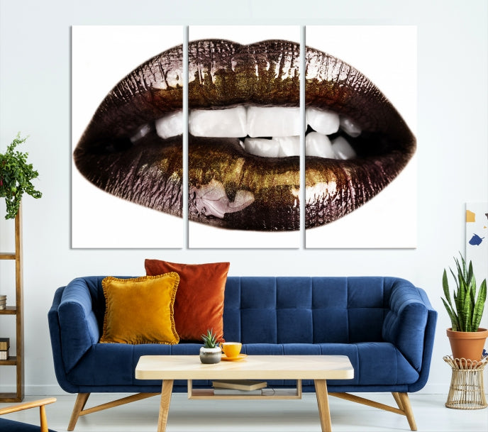 Close Up Lips Wall Art Canvas Print