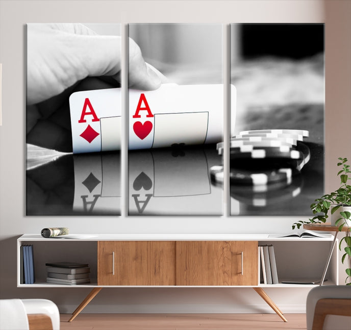 Aces Poker Art Arte de pared de juego de póquer grande Impresión en lienzo
