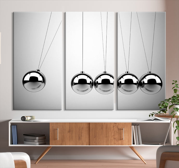Newton's Cradle Wall Art Canvas Print on Gray Background
