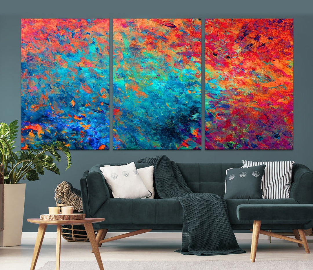 Impression d’art mural sur toile abstraite colorée Art abstrait vif