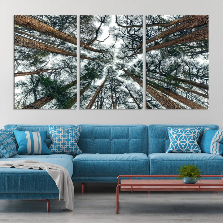 Lienzo decorativo para pared con árboles forestales