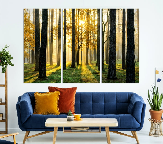 Arbres forestiers Sunshine Wall Art Impression sur toile