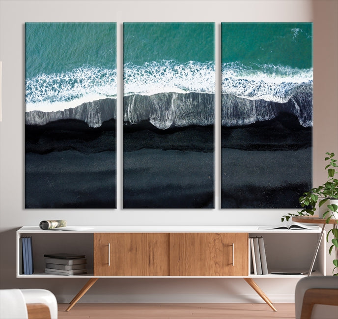 Impresión en lienzo de arte de pared grande aéreo del océano del mar verde