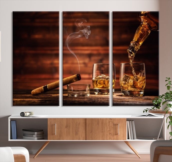 Whisky et cigare Wall Art Impression sur toile