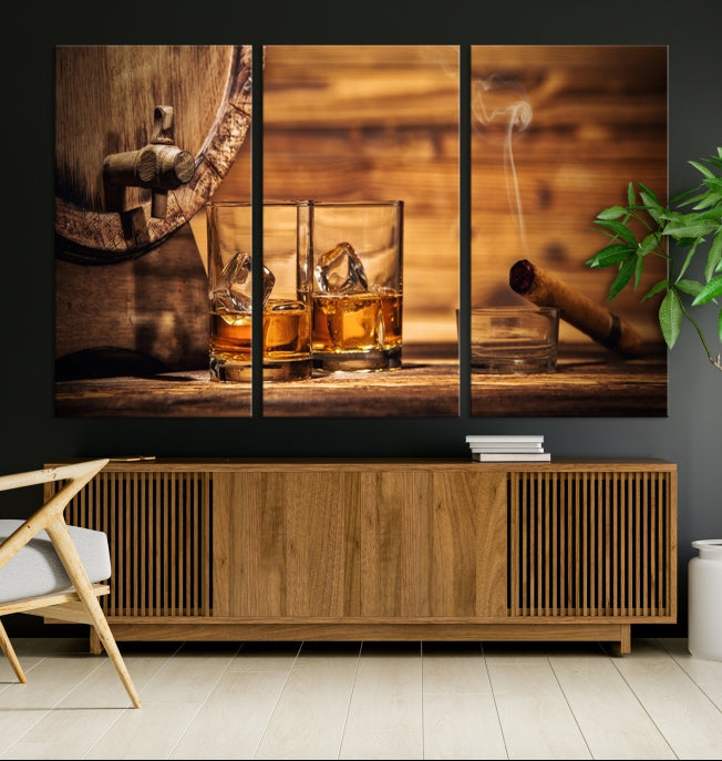 Whisky rustique et baril Impression sur toile