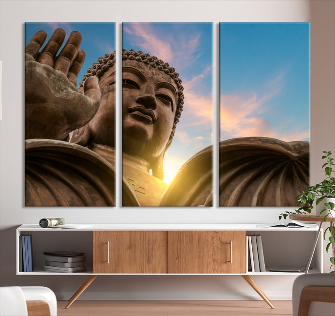 Buddha Statue and Daylight Wall Art Canvas Print