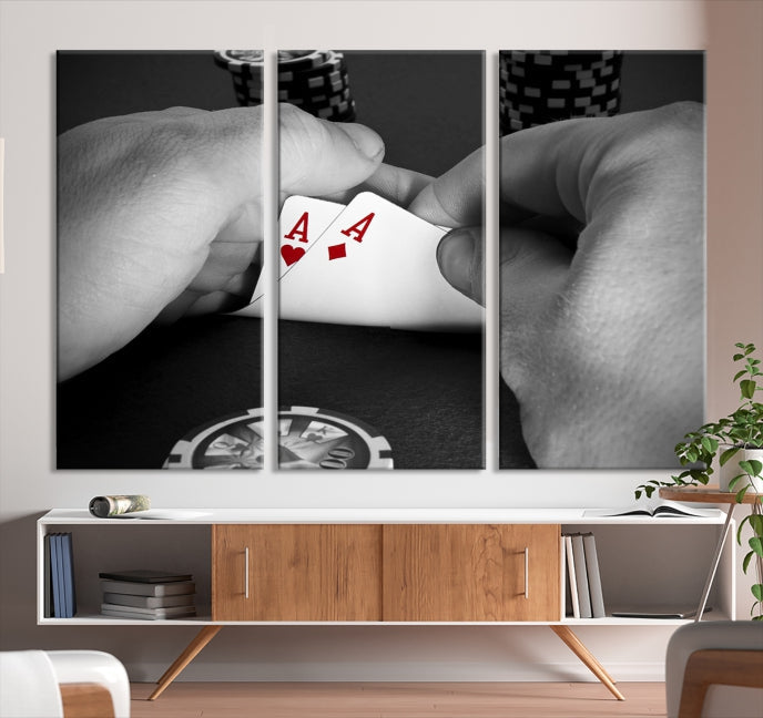 Arte de pared de juego de póquer grande Lucky Aces Lienzo