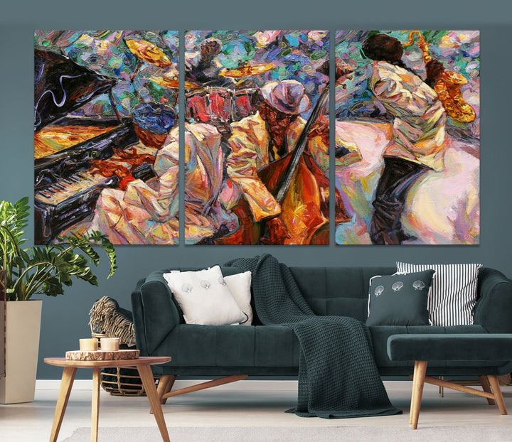 African American Jazz Music Abstract Wall Art Painting Canvas Wall Art