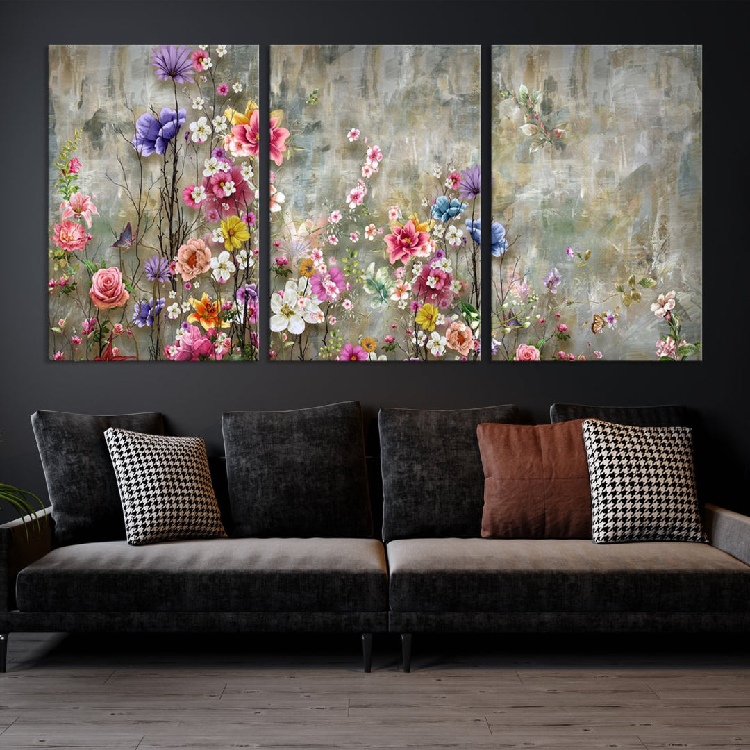 Peinture de fleurs confortables sur toile, impression florale sur toile
