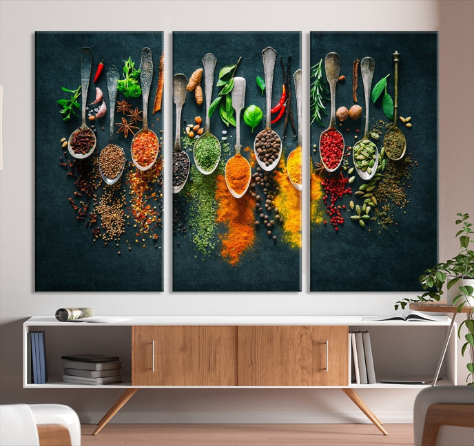 Herbes et épices Cuisine Wall Art Impression sur toile