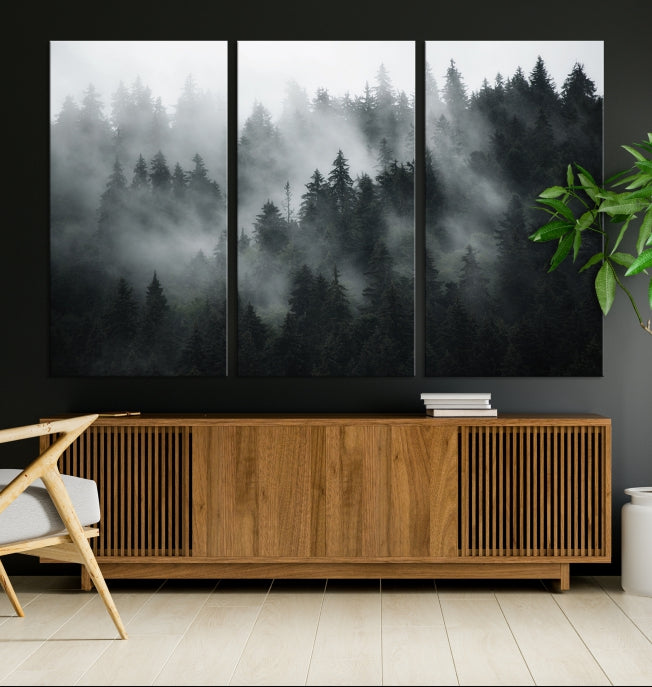 Dark Forest and Foggy Wall Art Canvas Print