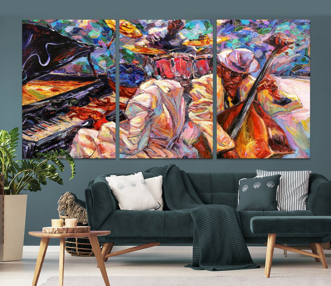 Peinture abstraite de Jazz colorée, toile murale, impression d'art afro-américain