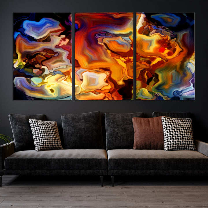 Impresión abstracta del arte de la pared de la lona de las llamas Arte abstracto del mármol Arte colorido de la impresión