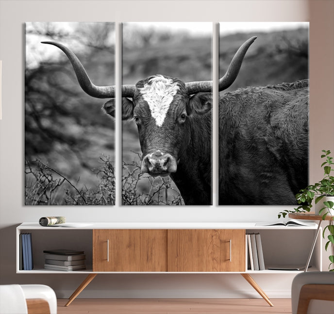 Lienzo decorativo para pared grande con vaca de Texas