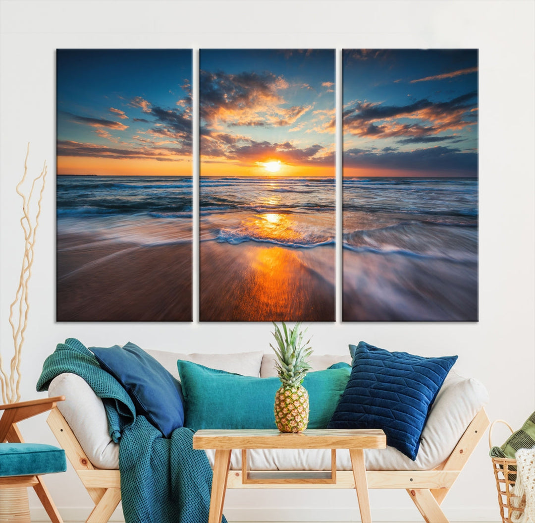 Sunset on Beach Canvas Wall Art Canvas Print