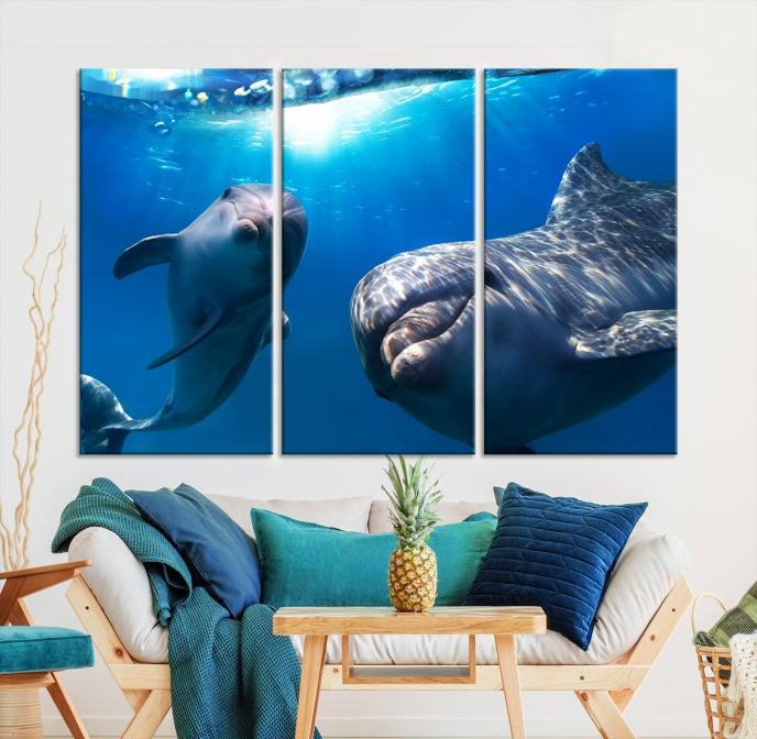 Art mural de dauphin sous l’eau Impression sur toile