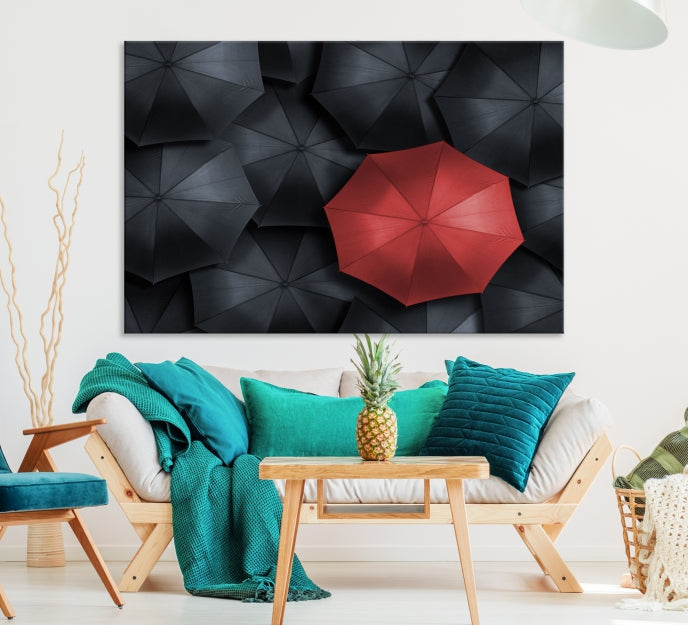 Photographie d'art mural de parapluie rouge Impression sur toile