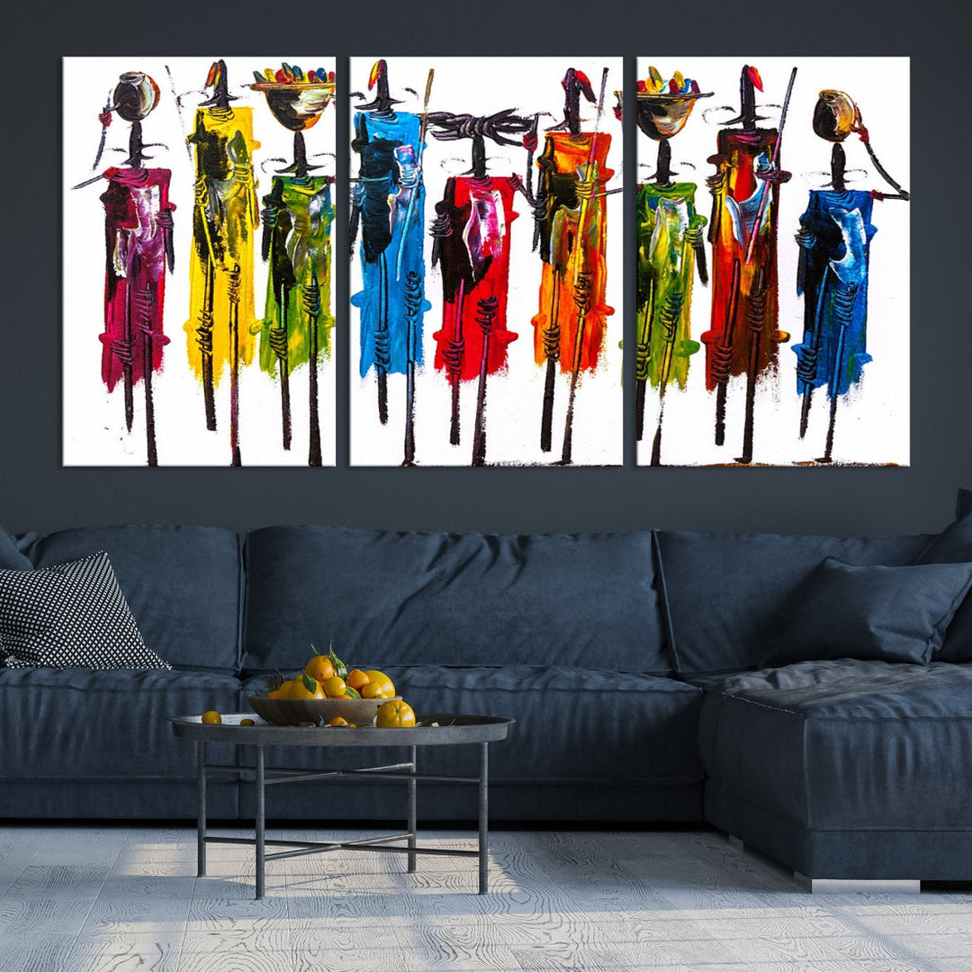 Abstract Colorful African Women Canvas Wall Art