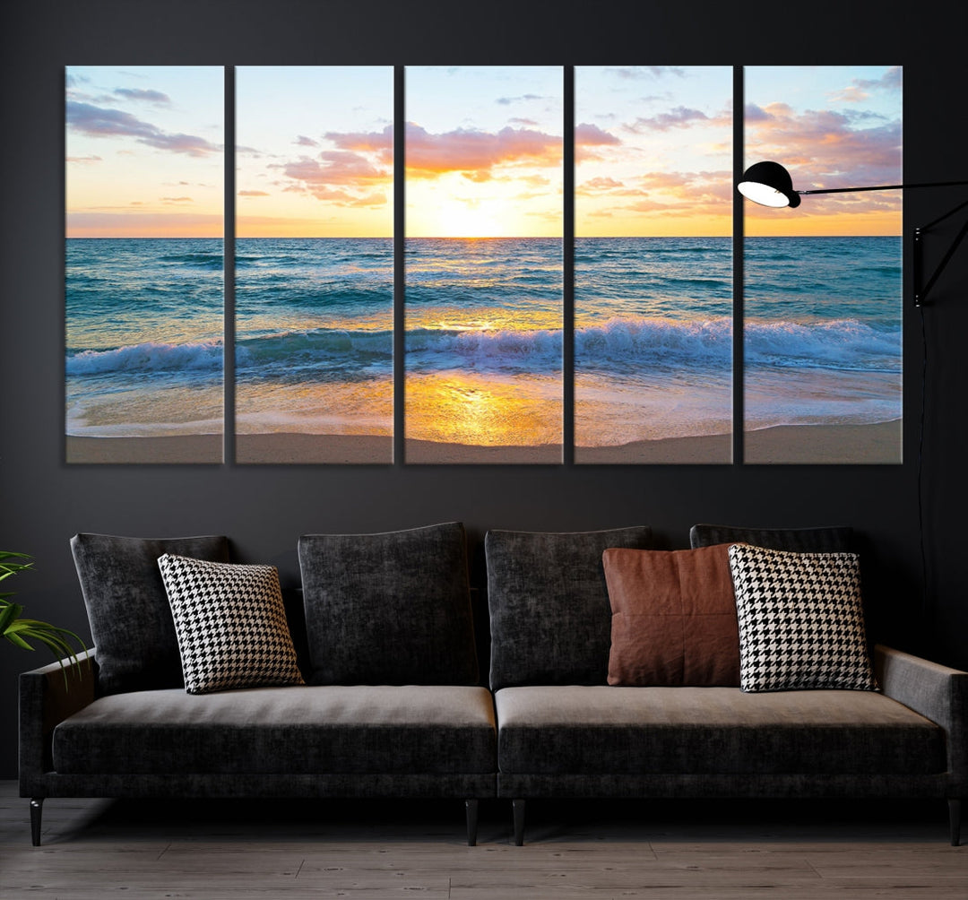 Ocean Beach Canvas Wall Art Beach Canvas, Impresión de obras de arte costeras para la decoración de la oficina en el hogar de la sala de estar, Arte de la pared de la playa, Arte de la pared del mar