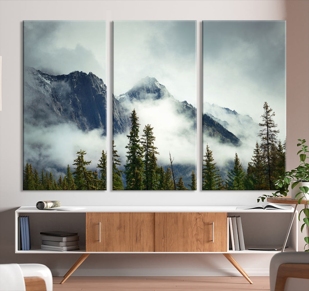 Misty Mountain Forest Wall Art Canvas Print