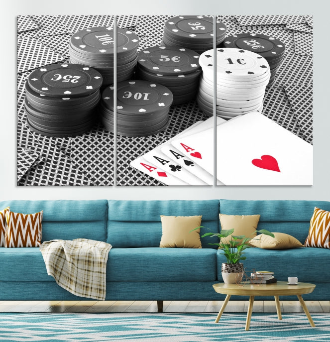 Tarjetas de juego de póquer Impresión en lienzo de arte de pared grande con múltiples paneles