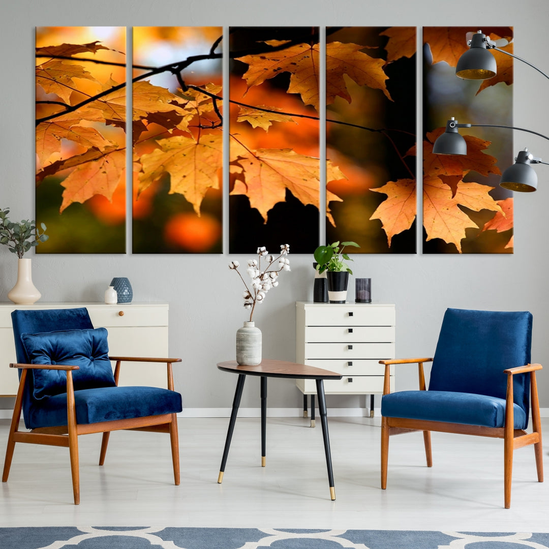 62043 - Arte de pared grande Hojas amarillas en un árbol en otoño Impresión en lienzo