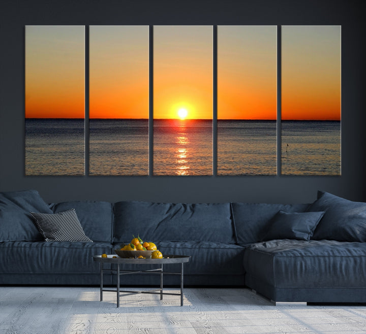 Lienzo decorativo para pared grande con puesta de sol y noche en el mar y el mar
