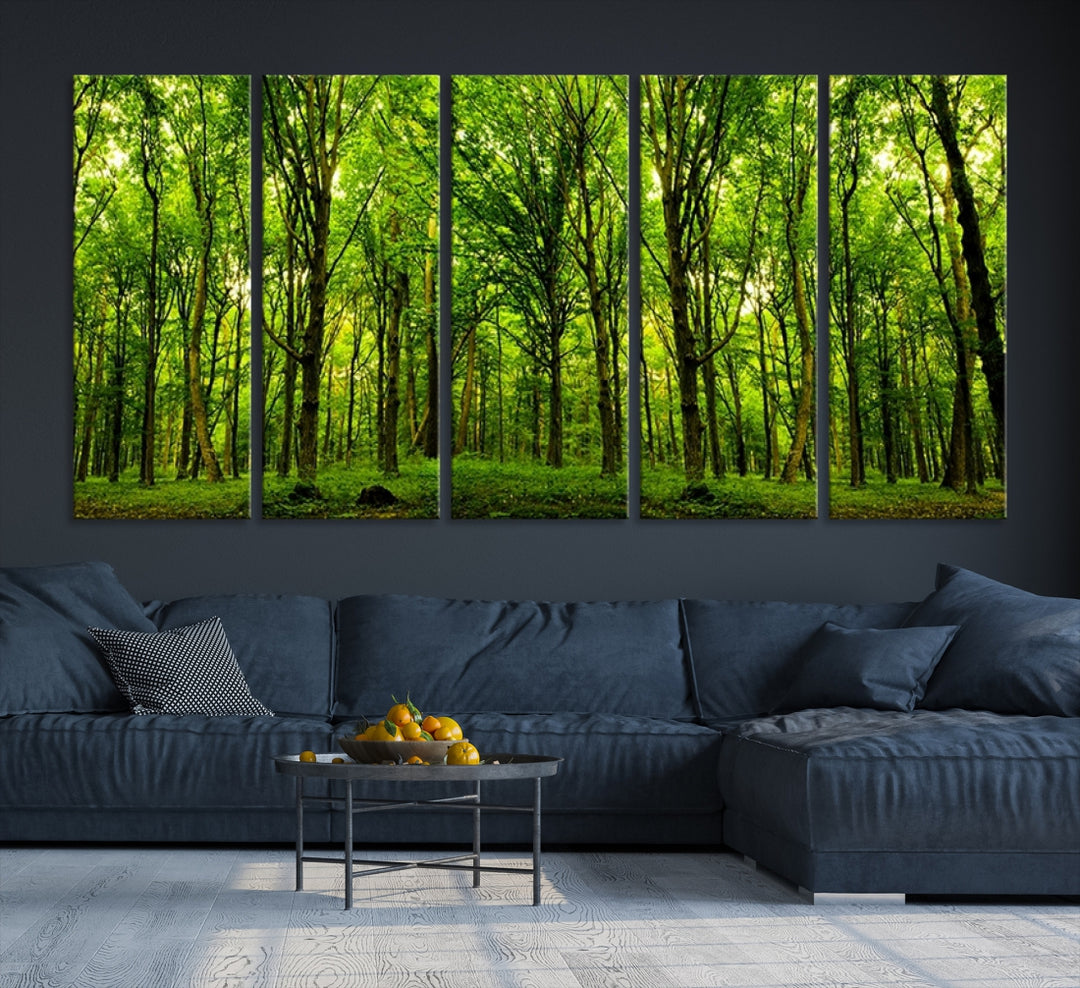 Impression sur toile de paysage d'art mural, vue panoramique d'une forêt verte