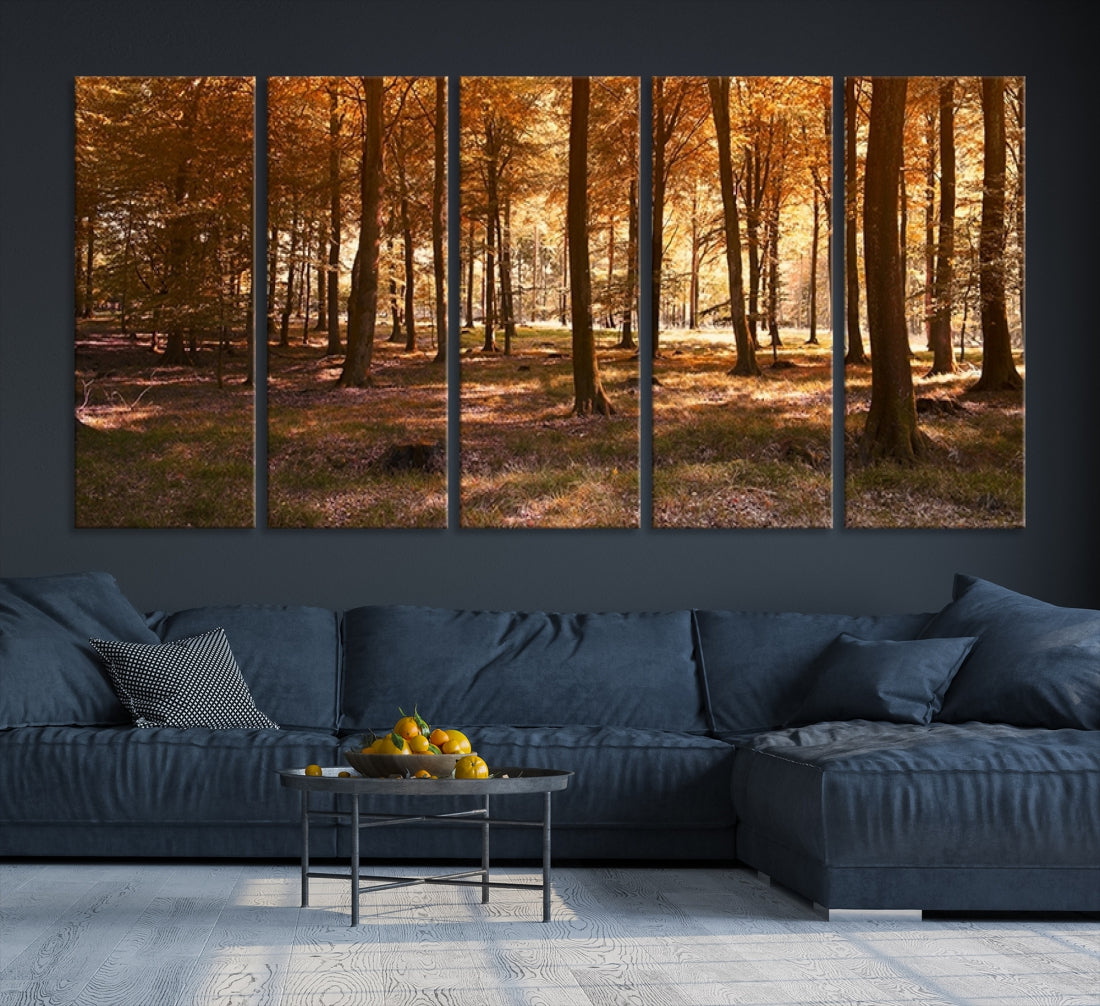 Large Wall Art Panoramic View of a Forest in Autumn Canvas Print