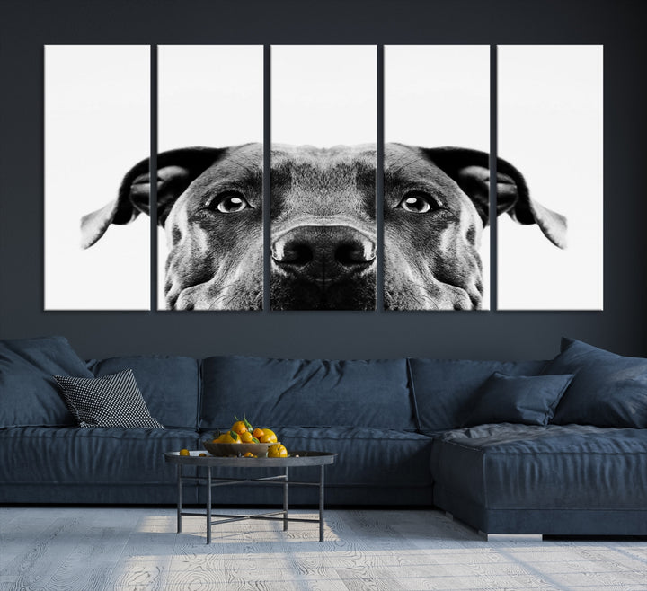 Arte de pared de perro pitbull blanco y negro Lienzo