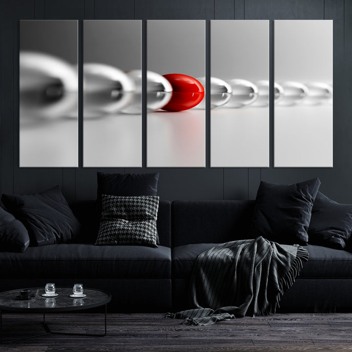 Lienzo decorativo para pared grande, gris y rojo, con la cuna de Newton
