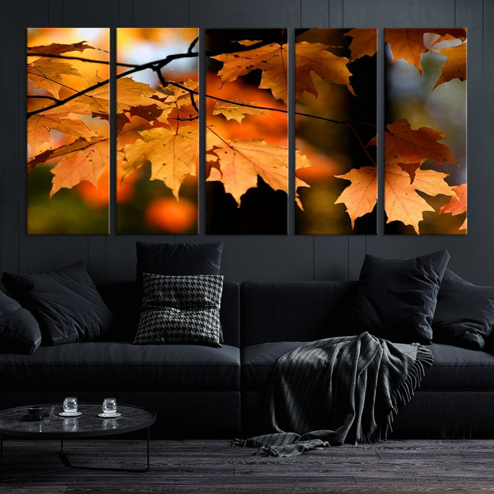Feuilles jaunes sur l'arbre en automne automne Impression sur toile