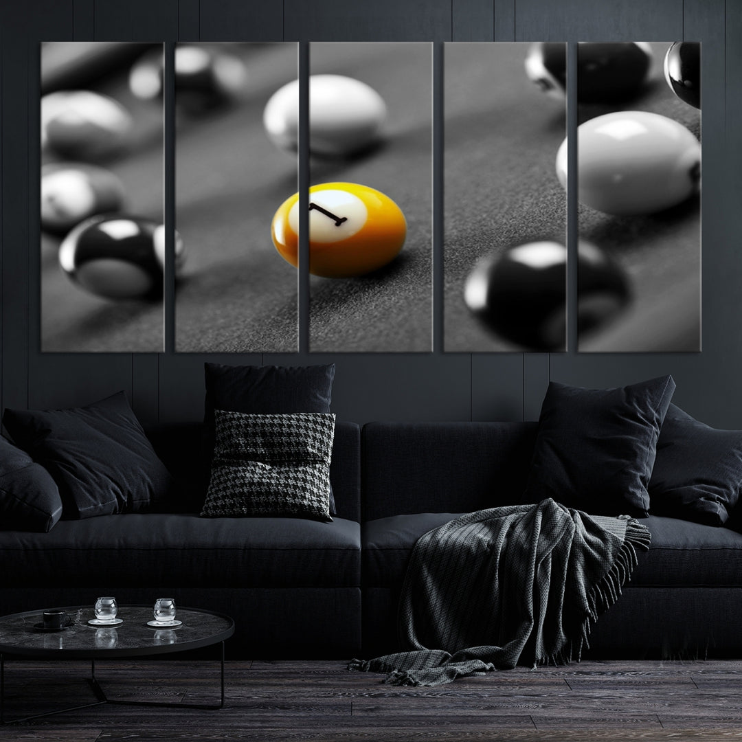 52108 - Cuadro grande para pared Concepto blanco y negro Bolas de billar Lienzo