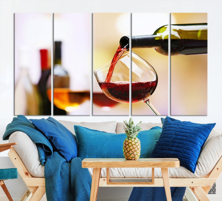 Filling Red Wine into Glass Red Wine Canvas Print